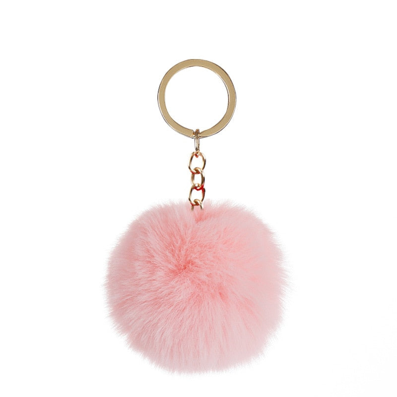 Cute Keychains with Fluffy Rabbit Fur Ball