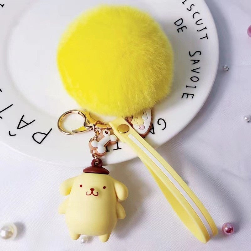 Cute Keychains with Fluffy Rabbit Fur Ball