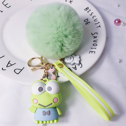 Cute Keychains with Fluffy Rabbit Fur Ball