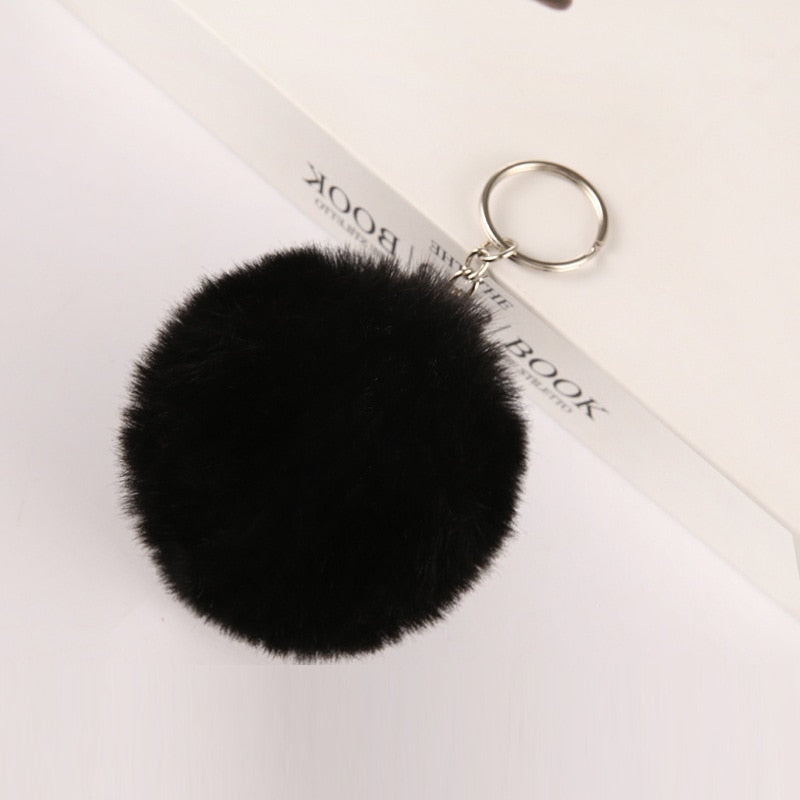 Cute Keychains with Fluffy Rabbit Fur Ball