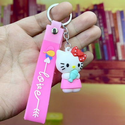 Cute Keychains with Fluffy Rabbit Fur Ball