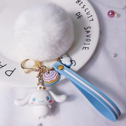 Cute Keychains with Fluffy Rabbit Fur Ball