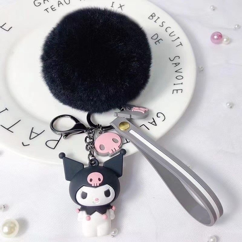 Cute Keychains with Fluffy Rabbit Fur Ball